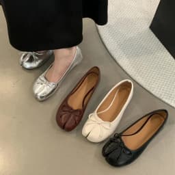 حذاء باليه ناعم مع عقدة فيونكة للنساء ، حذاء بدون كعب ، حذاء تابي نينجا غير رسمي للسيدات ، علامة تجارية جديدة