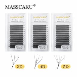 MASSCAKU 12Lines Premium Mink 3D 4D 5D 6D رموش صناعية مصنوعة مسبقًا مع شكل لوازم تمديد رموش فردية ناعمة وطبيعية