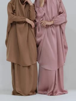 فستان عيد مسلم طويل خيمار للأطفال البنات عباية طويلة Khimar مجموعة ملابس الصلاة فساتين رمضان 2 قطعة جوفا رداء قفطان جلباب