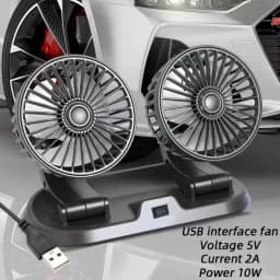 مروحة تبريد السيارة قابلة للتعديل ، رأس مزدوج ، USB ، مبرد السيارة ، مروحة الهواء ، إكسسوارات السيارة ، تنظيم الرياح ، 5 فولت ، 12 فولت ، 24 فولت ، سرعتان