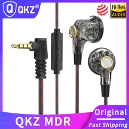 الأصلي QKZ-MDR السلكية سماعة HIFI ستيريو سماعة رأس مسطحة مع HD MIC 3.5 مللي متر AUX داخل الأذن الموسيقى لعبة سماعات رياضية