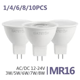 1-10 قطع، مصباح LED من نوع MR16، قاعدة GU5.3، 6 واط، 600 لومن، يعمل بالتيار المتردد والمستمر، 12 فولت، 24 فولت، مصباح إضاءة موجه، بديل لمصباح هالوجين 30 واط و50 واط، مناسب لغرفة المعيشة.