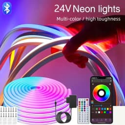 DC24V RGB LED أضواء حبل النيون تغيير لون مزامنة الموسيقى App التحكم 10 متر 20 متر 30 متر مصباح مرن مقاوم للماء للديكور المنزل