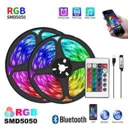 أضواء شريط LED RGB APP التحكم أضواء تغيير اللون مع 24 مفتاح وضع التحكم عن بعد لتزيين الغرفة تلفزيون بلوتوث SMD5050 RGB