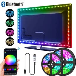 شريط إضاءة LED RGB 5050 مع تحكم عبر التطبيق، إضاءة خلفية للتلفاز، شريط مرن يعمل بـ USB 5 فولت لتزيين غرفة الألعاب والكمبيوتر