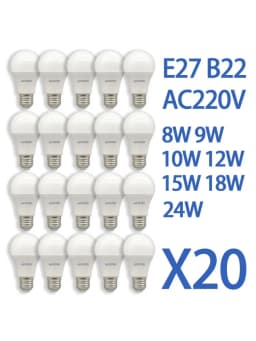 20 قطعة Led لمبة مصابيح A60 A80 E27 B22 AC120V AC220V ضوء 8 واط 18 واط 24 واط 3000 كيلو/4000 كيلو/6000 كيلو مصابيح للمنزل مكتب الإضاءة لامبارا