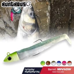 Hunthouse Barret Minnow 7g/12g/25g/40g/60g/90g/120g Easy Shiner طعم صيد ناعم (ليور سوبلي) لصيد سمك الباس والبايك