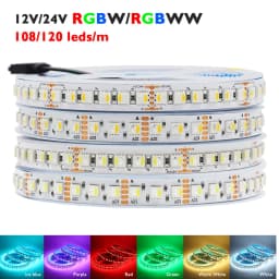 5 متر RGBW RGBWW Led قطاع ضوء 4 ألوان في 1 رقاقة 12 فولت 24 فولت 5050 120 60 108 المصابيح شريط مرن الشريط RGB الدافئة الأبيض تيار مستمر ديكور المنزل