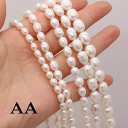لؤلؤ المياه العذبة الطبيعية AA لؤلؤ الأرز الأبيض فضفاض خزر عازل لصنع المجوهرات لوازم عقد دي اي واي سوار إكسسوارات
