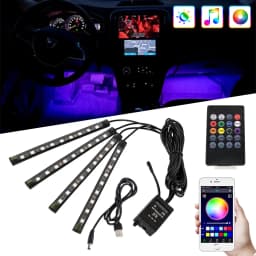 السيارات المحيطة ضوء القدم الداخلية تعديل LED الضوء المحيط سيارة USB/Cig الموسيقى جو مصباح شريط زخرفي