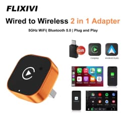 محول FLIXIVI الجديد اللاسلكي لـ CarPlay، جهاز 2 في 1 لتحويل الاتصال السلكي إلى لاسلكي لأجهزة آبل وأندرويد، سهل التركيب، ملحق سيارات عالمي