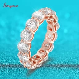 Smyoue 3/3.5/5 مللي متر لون الذهب الوردي جميع مويسانيتي خواتم للنساء تألق خاتم الزواج 925 فضة العصابات المجوهرات الكلاسيكية