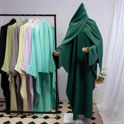 قطعتين عباية إسلامية للنساء جلباب إسلامي مع ملابس حجاب دبي السعودية رداء تركي متواضع فساتين صلاة قفطان فضفاض