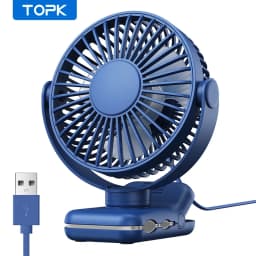 مروحة مكتبية صغيرة محمولة من TOPK K62B تعمل بمنفذ USB مع 3 سرعات وتدفق هواء قوي، 720 ° مراوح مكتبية دوارة فائقة الهدوء للمنزل/المكتب