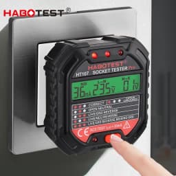 HT107 اختبار مقبس منفذ رقمي ، كشف جهد التيار المتردد ، اختبار RCD ، فحص مرحلة الاستقطاب ، مدقق الدائرة ، إضاءة خلفية ثنائية الألوان ، 30mA