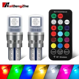 التحكم عن بعد مع 2 قطعة RGB T10 W5W LED 194 168 5050 12 فولت سيارة قبة القراءة ضوء السيارات الزاوية مصباح RGB LED لمبة