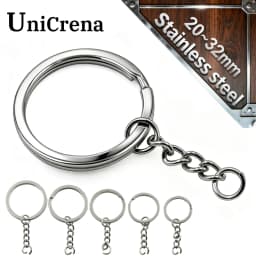 Unicrena حلقة مفاتيح منفصلة مع سلسلة ستانلس ستيل - موصل سلاسل مفاتيح، لأعمال DIY، صناعة المجوهرات، بطاقات الكلاب بالجملة