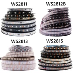 WS2811 WS2812B WS2813 WS2815 5050RGB أضواء شريط LED قابلة للعنونة بشكل فردي 30/60/144 بكسل/led/م أسود/أبيض PCB DC5V/12V