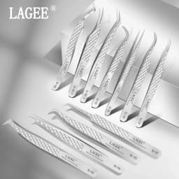 ملقط تمديد رموش LAGEE حجم دقيق فاخر قبضة ماسية 420 حاجب عالي الجودة من الفولاذ المقاوم للصدأ من مكياج nagaraku