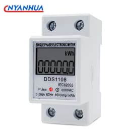 LCD مرحلة واحدة عداد الطاقة الكهربائية كيلوواط ساعة التيار المتناوب الرقمية واط ساعة متر 220 فولت 60A 50 هرتز الكهربائية الدين السكك الحديدية