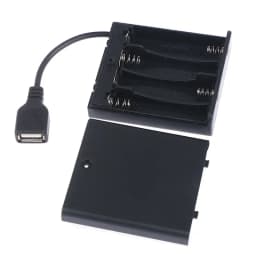 صندوق بطارية USB أسود 1 قطعة 4 × AA لأضواء شريط LED 5 فولت مصدر طاقة صغير