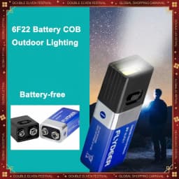 6F22 مصباح محمول صغير يعمل بالبطارية 9 فولت COB LED ضوء العمل مصباح يدوي للضوء في حالات الطوارئ في الهواء الطلق (البطارية غير متضمنة)