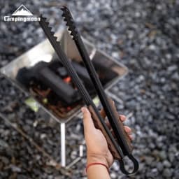 Campingmoon-مشبك كربون متعدد الوظائف ، فولاذ مقاوم للصدأ سميك ، مقبض خشب صلب عازل ، ملحقات شواء
