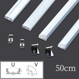 LED 50 سنتيمتر قناة الألومنيوم لشريط Led V/U شكل الألومنيوم الشخصي مع الناشر غطاء الكمبيوتر حليبي ، شريط LED شرائط ضوء حامل