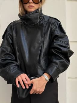 HH الخريف سترة جلدية فو للنساء عادية الصلبة سحاب أكمام طويلة بولي Leather معاطف جلدية موضة جديدة ملابس الشارع النسائية