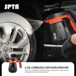 بخاخ رغوة لاسلكي يعمل بالبطارية من SPTA، بخاخ رغوة كهربائي للسيارات سعة 2.25 لتر، مضخة رش الرغوة لتنظيف السيارات