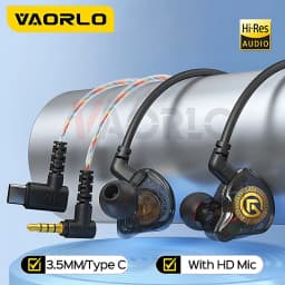VAORLO سماعة رأس رياضية سلكية ذات صوت جهير قوي مقاس 3.5 مم مع ميكروفون وخاصية إلغاء الضوضاء لهاتف iPhone 15 وSamsung وHuawei
