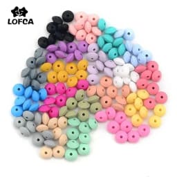 LOFCA، مجموعة من 100 قطعة، خرز سيليكون على شكل حبة العدس، مقاس 12 مم، خرز سيليكون فاصل، لصنع المجوهرات، كمية كبيرة، للاستخدام في أعمال الحرف اليدوية، مثل صنع القلائد والأساور، وإكسسوارات المجوهرات.