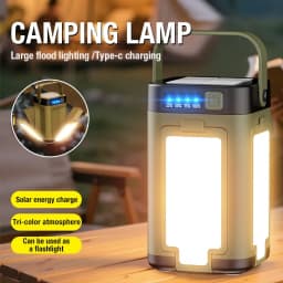 مصباح محمول خارجي يعمل بالطاقة المتنقلة مع شحن Type-C وإضاءة LED متعددة الأوضاع مناسب للتخييم والمشي لمسافات طويلة وصيد الأسماك