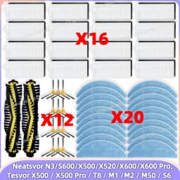 متوافق مع Neatsvor N3 / S600 / X500 / X520 / X600 / X600 Pro وTesvor X500/X500 Pro/T8/M1/M2/M50/S6 فرشاة، فلتر، ممسحة