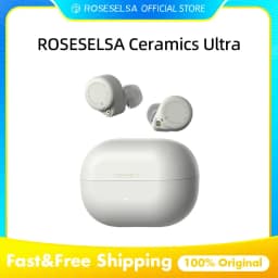 سماعات أذن لاسلكية ROSESELSA سيراميك مع خاصية إلغاء الضوضاء النشطة الهجينة 50 ديسيبل، صوت عالي الدقة، تقنية LHDC LDAC، 4 ميكروفونات مع تقنية الذكاء الاصطناعي لتقليل الضوضاء، بطارية تدوم 40 ساعة