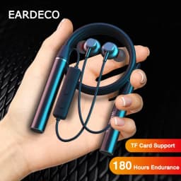EARDECO 180 ساعة التحمل سماعة رأس بخاصية البلوتوث باس سماعات لاسلكية مع هيئة التصنيع العسكري ستيريو سماعات بشريط حول ياقة الملابس الرياضة سماعة TF بطاقة