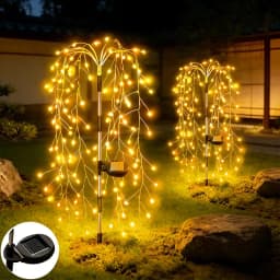 أضواء سلكية LED تعمل بالطاقة الشمسية على شكل ألعاب نارية، مصابيح خارجية مقاومة للماء لتزيين الفيلات والحدائق والممرات والحفلات
