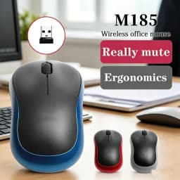 ماوس لاسلكي صغير جديد M185، ماوس محمول مريح بدقة 1000 نقطة في البوصة، ماوس مريح بتصميم مريح 2.4 جيجاهرتز مع مستقبل USB صغير للكمبيوتر/اللابتوب