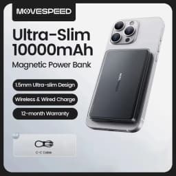 MOVESPEED S10 بنك الطاقة المغناطيسي النحيف 10000mAh PD20W شاحن محمول بطارية خارجية لاسلكية آيفون 16 سامسونج Powerbank
