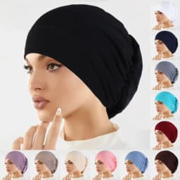 مسلم أزياء النساء الحجاب لينة تمتد بلون قبعة عمامة السرطان الكيماوي بيني قبعات أغطية الرأس حك إكسسوارات الشعر