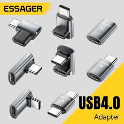 Essager USB4.0 40Gbps OTG محول 240 واط شحن سريع محول 90 درجة USB نوع C محول البيانات للهاتف ماك بوك المحمول 8K60 هرتز