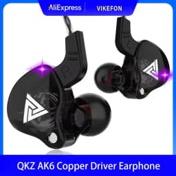 سماعات أذن QKZ AK6 الأصلية مع 6 وحدات تشغيل ديناميكية، سماعات رأس مع ميكروفون، سماعات ستيريو رياضية عالية الجودة مع مضخم صوت، سماعات مراقبة