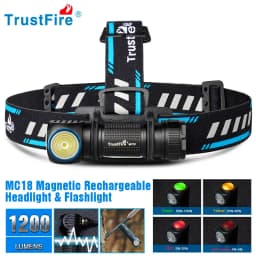 Trustfire Mc18 كشافات Led Xp-Lhi 18650 المغناطيسي 2a Usb قابلة للشحن رئيس مصباح 1200lm مصباح يدوي المصباح المغناطيس غطاء الذيل