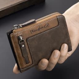 محفظة رجالية ريترو قصيرة متعددة الوظائف موضة سحاب بولي Leather محفظة جلدية للعملات المعدنية عالية الجودة حامل بطاقة الائتمان هدية مثالية للرجال