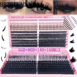 HBZGTLAD 60D/80D/100D/140D/160D مجموعات رموش مع رموش سفلية ومدببة، رموش اصطناعية سميكة ومدببة بأسلوب المانجا، مثالية للتصميم الذاتي.