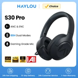 HAYLOU S30 سماعة لاسلكية تعمل بالبلوتوث 5.4 سماعات 43dB سماعات إلغاء الضوضاء التكيفية 40 مللي متر سائق 80H سماعات وقت اللعب