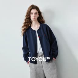 جاكيت سويت شيرت نسائي من القطن الهوائي من TOYOUTH، تصميم جديد لخريف 2026 بنقشة مربعات وتطريز قلب، طراز كوليدج