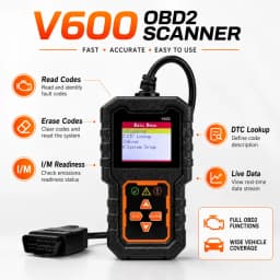 ماسح ضوئي احترافي لنظام OBD2، أداة تشخيص أعطال السيارات تدعم بروتوكولات OBD II منذ عام 1996، تدعم قراءة وإزالة رموز الأعطال، اختبار البطارية، لا تتطلب طاقة البطارية، تعمل عبر USB.