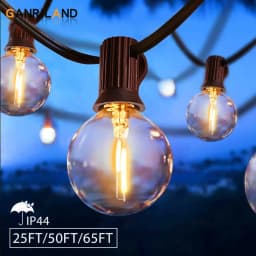 GANRILAND 65FT في الهواء الطلق جارلاند سلسلة أضواء عكس الضوء E12 مآخذ G40 غلوب Led لمبة موصل غارد ديكور الجنية ضوء سلسلة