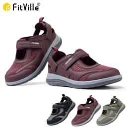 صنادل نسائية من Fitville، أحذية ماري جين كاجوال، بمقدمة واسعة للأقدام المتورمة، خفيفة الوزن ومسامية، أحذية خارجية لكبار السن